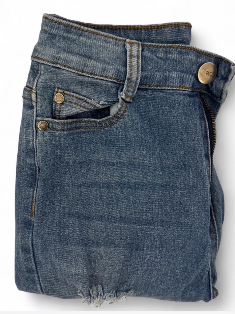 Blue Denim Jeans with Button Detail